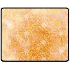 Flowers Pattern Orange Yellow Double Sided Fleece Blanket (medium)  by alllovelyideas