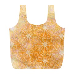 Flowers Pattern Orange Yellow Full Print Recycle Bag (l) by alllovelyideas