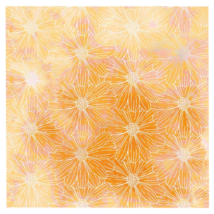 Flowers Pattern Orange Yellow Wooden Puzzle Square