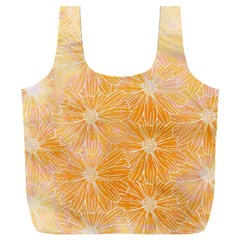 Flowers Pattern Orange Yellow Full Print Recycle Bag (xxl) by alllovelyideas