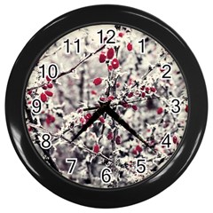 Berries In Winter, Fruits In Vintage Style Photography Wall Clock (black) by Casemiro