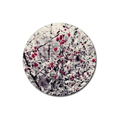 Berries In Winter, Fruits In Vintage Style Photography Rubber Round Coaster (4 Pack) 