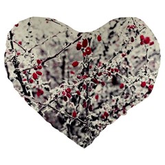 Berries In Winter, Fruits In Vintage Style Photography Large 19  Premium Flano Heart Shape Cushions