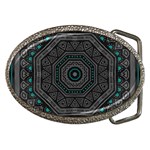 Mandala Vert Noir Pattern Belt Buckles Front