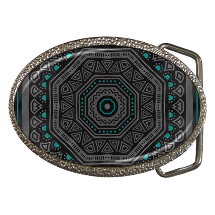 Mandala Vert Noir Pattern Belt Buckles