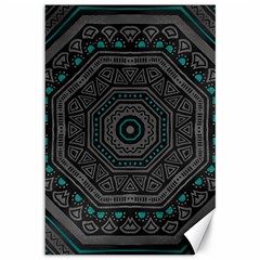 Mandala Vert Noir Pattern Canvas 12  X 18  by alllovelyideas