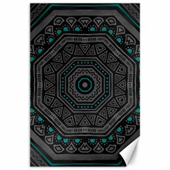 Mandala Vert Noir Pattern Canvas 24  X 36  by alllovelyideas