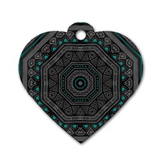 Mandala Vert Noir Pattern Dog Tag Heart (one Side) by alllovelyideas