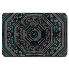 Mandala Vert Noir Pattern Large Doormat  by alllovelyideas