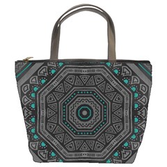 Mandala Vert Noir Pattern Bucket Bag by alllovelyideas