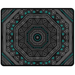 Mandala Vert Noir Pattern Fleece Blanket (medium)  by alllovelyideas