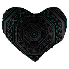 Mandala Vert Noir Pattern Large 19  Premium Heart Shape Cushions by alllovelyideas