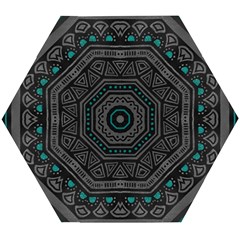 Mandala Vert Noir Pattern Wooden Puzzle Hexagon by alllovelyideas