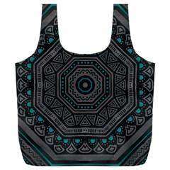 Mandala Vert Noir Pattern Full Print Recycle Bag (xxl) by alllovelyideas