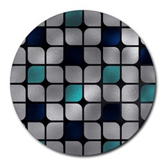 Pattern Abstrat Geometric Blue Grey Round Mousepads by alllovelyideas