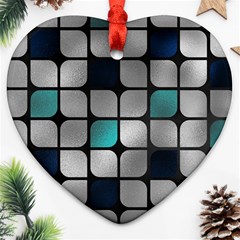 Pattern Abstrat Geometric Blue Grey Ornament (heart) by alllovelyideas