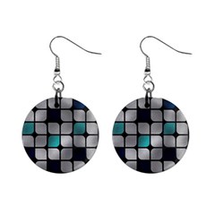 Pattern Abstrat Geometric Blue Grey Mini Button Earrings