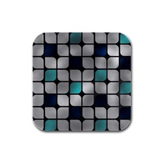 Pattern Abstrat Geometric Blue Grey Rubber Square Coaster (4 Pack)  by alllovelyideas