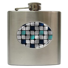 Pattern Abstrat Geometric Blue Grey Hip Flask (6 Oz) by alllovelyideas