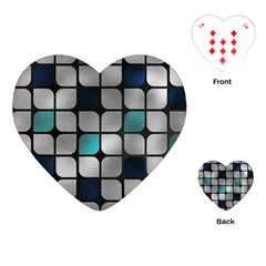 Pattern Abstrat Geometric Blue Grey Playing Cards Single Design (heart) by alllovelyideas