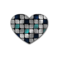 Pattern Abstrat Geometric Blue Grey Rubber Coaster (heart)  by alllovelyideas