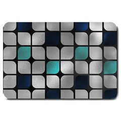 Pattern Abstrat Geometric Blue Grey Large Doormat  by alllovelyideas