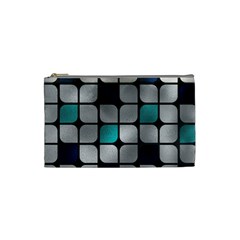 Pattern Abstrat Geometric Blue Grey Cosmetic Bag (small) by alllovelyideas