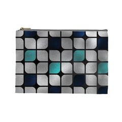 Pattern Abstrat Geometric Blue Grey Cosmetic Bag (large) by alllovelyideas