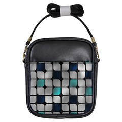 Pattern Abstrat Geometric Blue Grey Girls Sling Bag