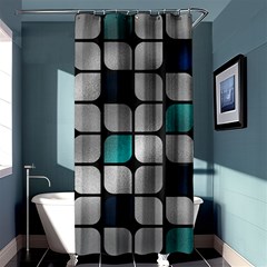 Pattern Abstrat Geometric Blue Grey Shower Curtain 36  X 72  (stall)  by alllovelyideas