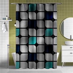 Pattern Abstrat Geometric Blue Grey Shower Curtain 48  X 72  (small)  by alllovelyideas