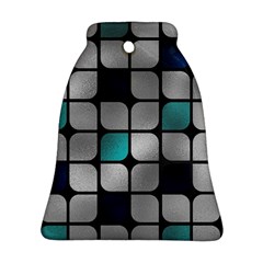 Pattern Abstrat Geometric Blue Grey Bell Ornament (two Sides) by alllovelyideas