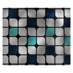 Pattern Abstrat Geometric Blue Grey Double Sided Flano Blanket (small)  by alllovelyideas