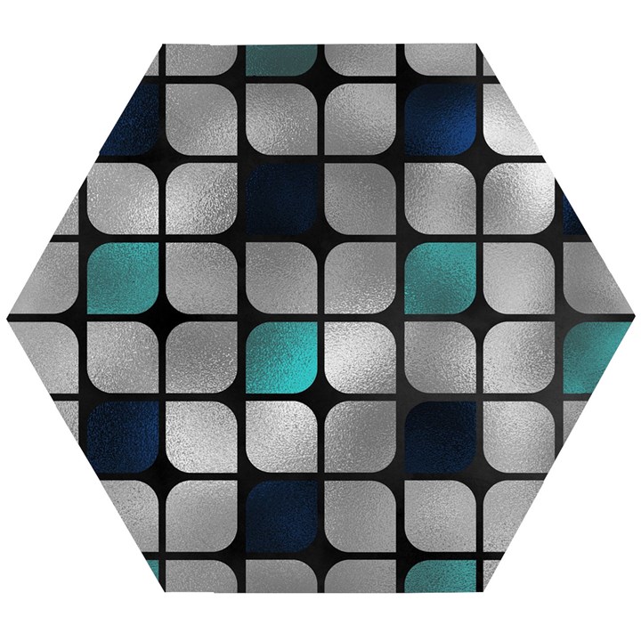 Pattern Abstrat Geometric Blue Grey Wooden Puzzle Hexagon