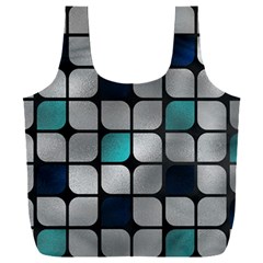 Pattern Abstrat Geometric Blue Grey Full Print Recycle Bag (xxl) by alllovelyideas