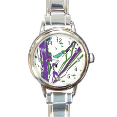 Multicolored Abstract Print Round Italian Charm Watch by dflcprintsclothing