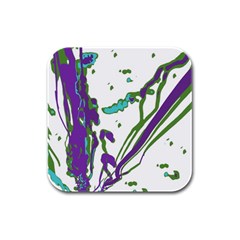 Multicolored Abstract Print Rubber Square Coaster (4 Pack)  by dflcprintsclothing