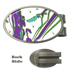 Multicolored Abstract Print Money Clips (oval) 