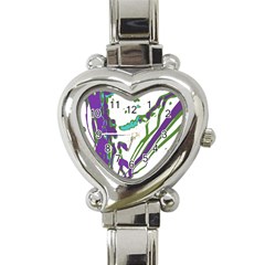 Multicolored Abstract Print Heart Italian Charm Watch by dflcprintsclothing