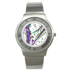 Multicolored Abstract Print Stainless Steel Watch by dflcprintsclothing