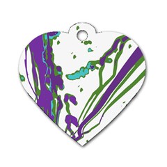 Multicolored Abstract Print Dog Tag Heart (one Side) by dflcprintsclothing