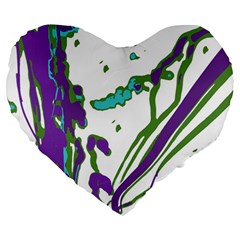 Multicolored Abstract Print Large 19  Premium Heart Shape Cushions by dflcprintsclothing