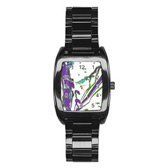 Multicolored Abstract Print Stainless Steel Barrel Watch by dflcprintsclothing