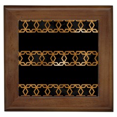 Pattern Geometric Gold Black Framed Tile by alllovelyideas