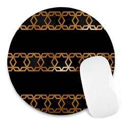 Pattern Geometric Gold Black Round Mousepads by alllovelyideas