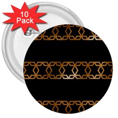 Pattern Geometric Gold Black 3  Buttons (10 Pack)  by alllovelyideas