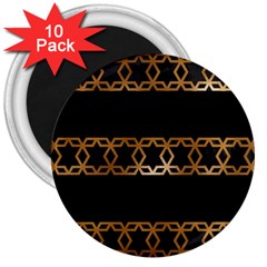 Pattern Geometric Gold Black 3  Magnets (10 Pack)  by alllovelyideas