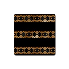 Pattern Geometric Gold Black Square Magnet by alllovelyideas