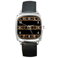 Pattern Geometric Gold Black Square Metal Watch by alllovelyideas