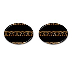 Pattern Geometric Gold Black Cufflinks (oval) by alllovelyideas